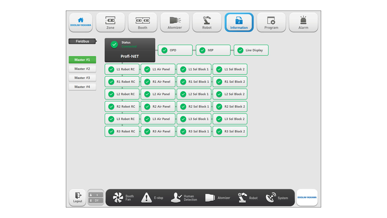 FIELDBUS ALARM Screen 이미지